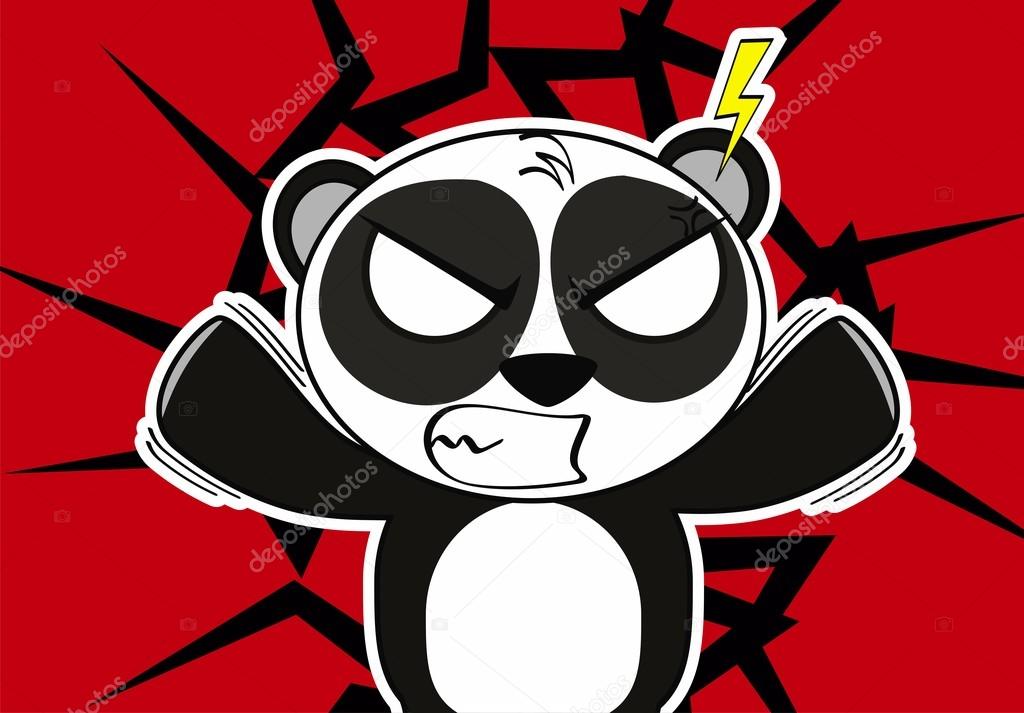 Angry panda bear cute cartoon expression background