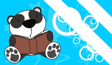 cute baby panda bear reading cartoon background
