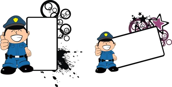 Polícia garoto desenho animado copyspace conjunto — Vetor de Stock