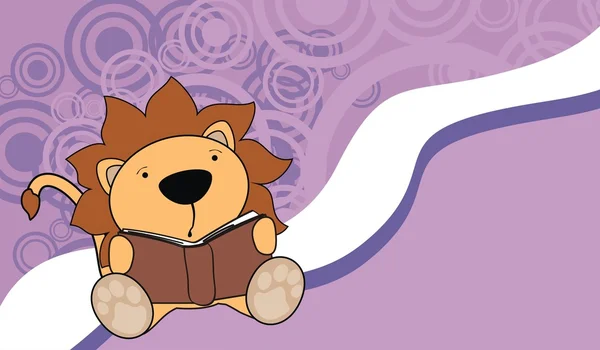 Cute baby lion reading cartoon background — 스톡 벡터