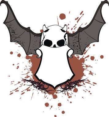 Kafatası yarasa kanatları etiket tattoo4