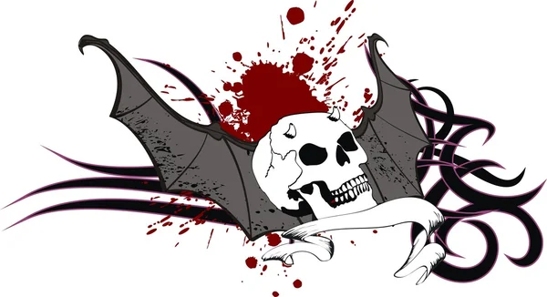 두개골 박쥐 날개 스티커 tattoo7 — 스톡 벡터