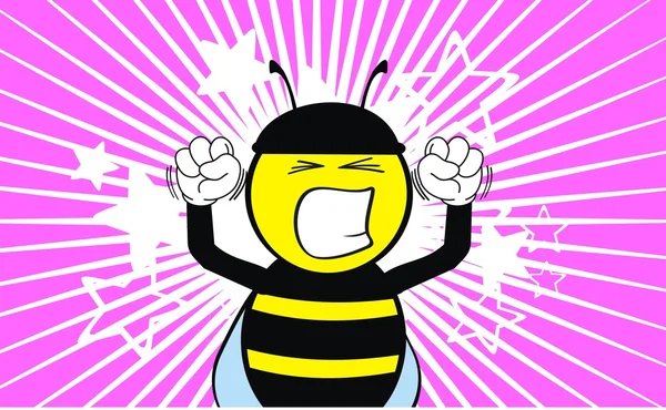 Coléreux abeille dessin animé expression fond — Image vectorielle