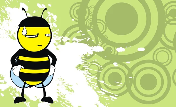 Arrière-plan d'expression de dessin animé abeille grincheux — Image vectorielle
