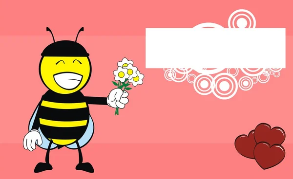 Λουλούδια μέλισσα γελοιογραφία έκφραση φόντου — Διανυσματικό Αρχείο