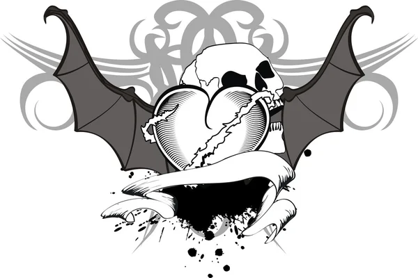 Cuore tatuaggio tribale tshirt 2 — Vettoriale Stock