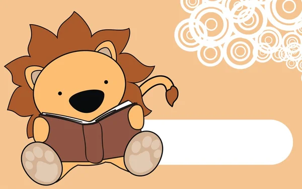 귀여운 아기 사자 독서 만화 — 스톡 벡터