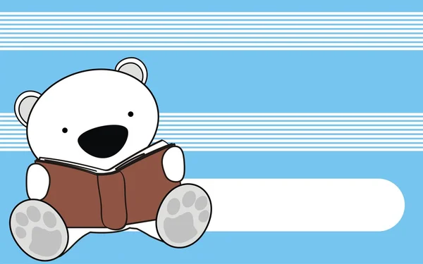 귀여운 아기 북극곰 만화를 읽고 — 스톡 벡터