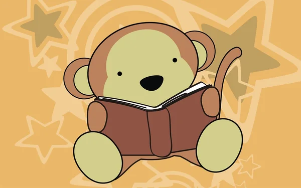 Mono bebé lindo lectura de dibujos animados — Vector de stock