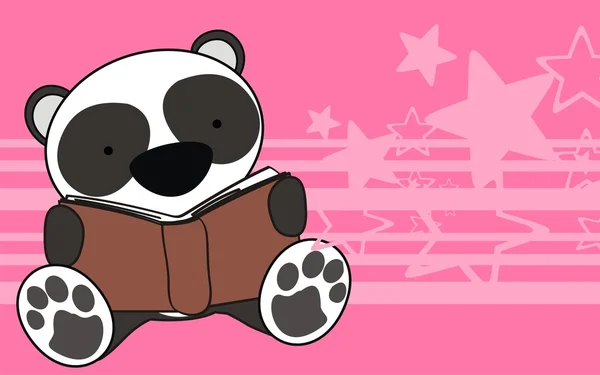 귀여운 아기 팬더 곰 만화를 읽고 — 스톡 벡터