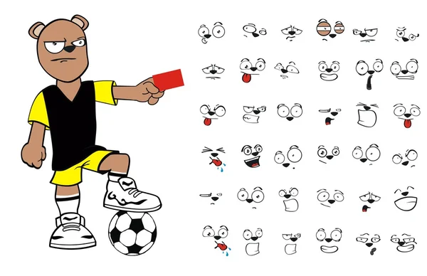 愤怒的青年熊卡通足球统一表达式集 — 图库矢量图片