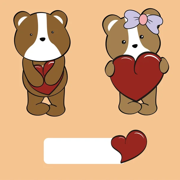 Sweet baby hamster cartoon valentine set — Stockvector