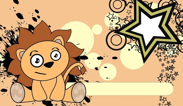 Doux lion dessin animé expression backgr — Image vectorielle