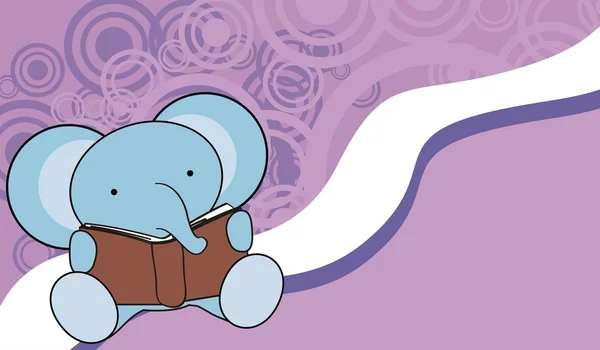 Lindo pequeño elefante leyendo dibujos animados backgorund — Vector de stock
