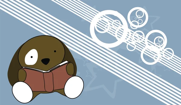 Cute little puppie reading cartoon backgorund — 스톡 벡터