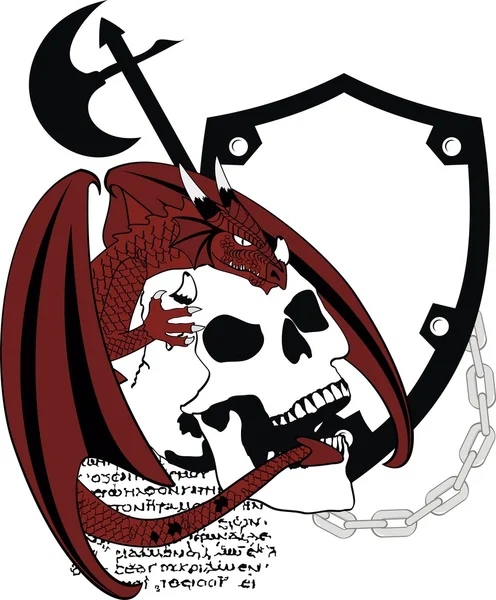 Δράκος crest εθνόσημο τατουάζ skull3 — Διανυσματικό Αρχείο