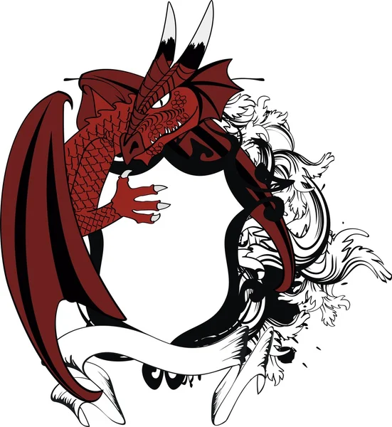 Герб дракона татуировка на руках skull2 — стоковый вектор