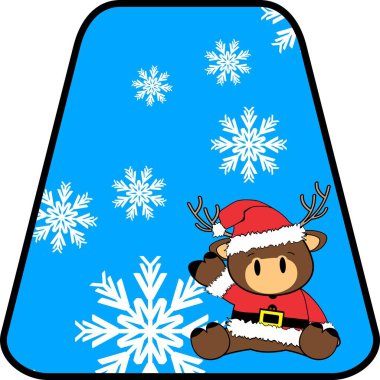 Küçük şirin geyik çizgi filmi Xmas hediye kartı vektör formatında