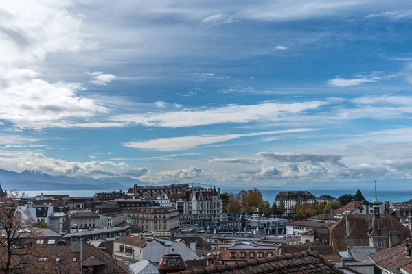 Légi Felvétel Lausanne Városáról — Stock Fotó