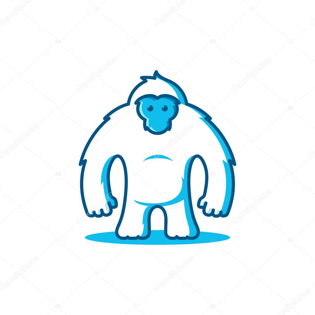 Simple cartoon illustration logo of a yeti or white gorilla