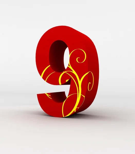 Red  number 9 — Stock Photo, Image