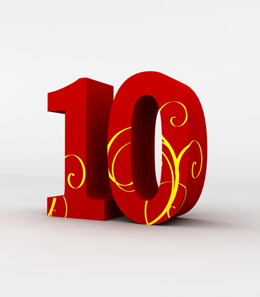 Red  number 10 — Stock Photo, Image