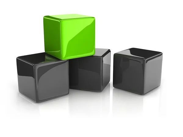 Grønn kube – stockfoto