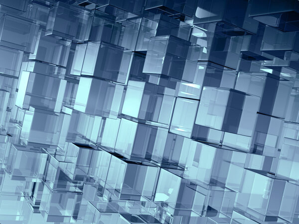 Glass cubes on white background. digitally generated image