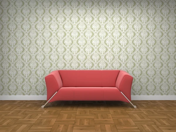 Sofá de pano vermelho — Fotografia de Stock