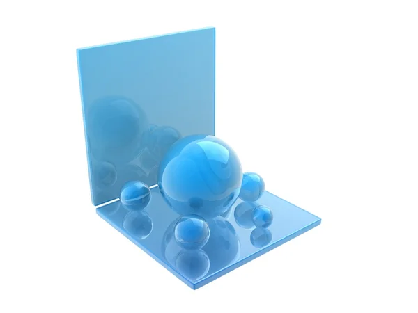 Blått glas cube — Stockfoto