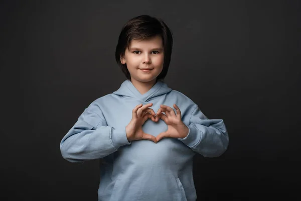 Liebe Dich Porträt Des Netten Jungen Alter Von Jahren Lässiger — Stockfoto