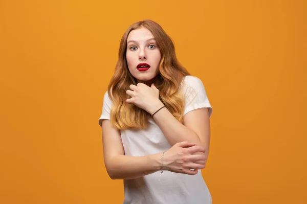 Miedo Miedo Fobia Ataque Pánico Horror Retrato Chica Asustada Con — Foto de Stock