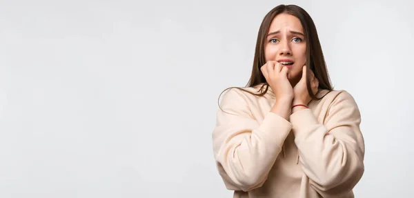 Miedo Miedo Fobia Ataque Pánico Horror Retrato Mujer Asustada Con — Foto de Stock