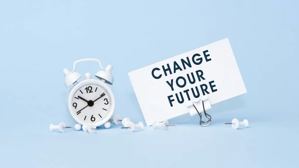 Change Your Future Concept Text Business Card Closeup Personal Agenda — Stock Photo, Image