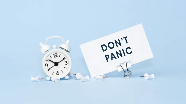 Dont Panic Concept Text Business Card Closeup Personal Agenda — Stock Photo, Image