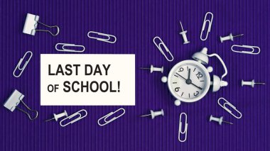Okulun son günü. Kartvizitteki mesaj konsepti. Kişisel gündemin kapanışı