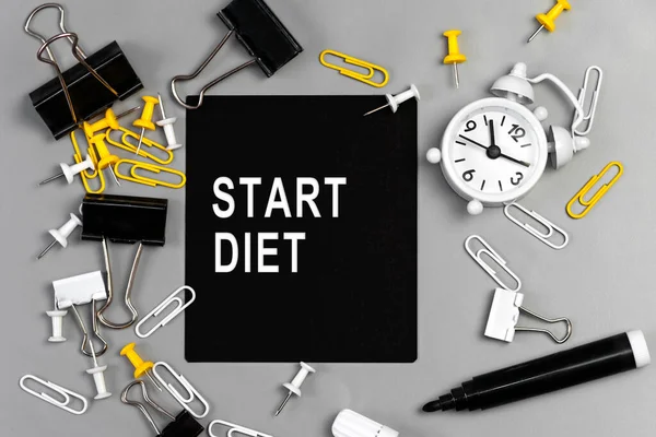 Start Diet Konzept Des Textes Auf Haftnotiz Nahaufnahme Einer Persönlichen — Stockfoto
