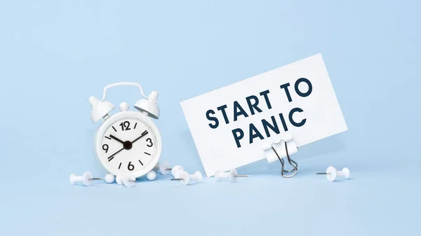 Start Panic Concepto Texto Tarjeta Visita Primer Plano Una Agenda —  Fotos de Stock