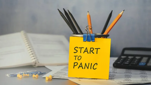 Start Panic Concept Text Sticky Note Closeup Personal Agenda — Stock Photo, Image