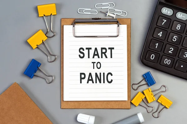 Words Start Panic Written White Notebook Closeup Personal Agenda — Stock Photo, Image