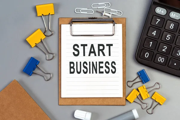Woorden Start Business Geschreven Een Wit Notitieboekje Sluiten Van Een — Stockfoto