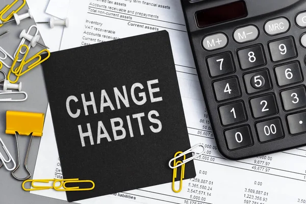 Change Habits Concept Text Sticky Note Closeup Personal Agenda — Stock Photo, Image