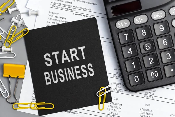 Start Business Concepto Texto Nota Adhesiva Primer Plano Una Agenda — Foto de Stock