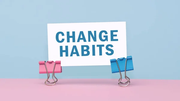 Mudar Hábitos Conceito Texto Cartão Visita Encerramento Uma Agenda Pessoal — Fotografia de Stock