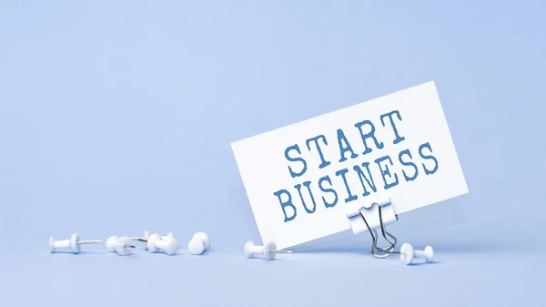 Start Business Concepto Texto Tarjeta Visita Primer Plano Una Agenda — Foto de Stock