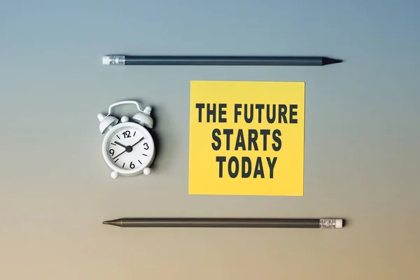 Future Starts Today Text Sticky Note Paper Closeup Personal Agenda — Stock Photo, Image