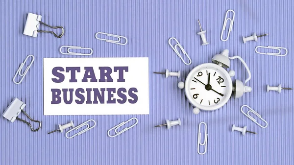 Start Business Concepto Texto Tarjeta Visita Primer Plano Una Agenda — Foto de Stock