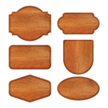 Tahta tabela koleksiyonu beyaz arkaplan üzerinde izole edilmiş nesneler tasarım işi için kırpma yolu