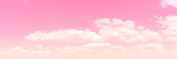 Beautiful panorama of pink sky and white clouds background