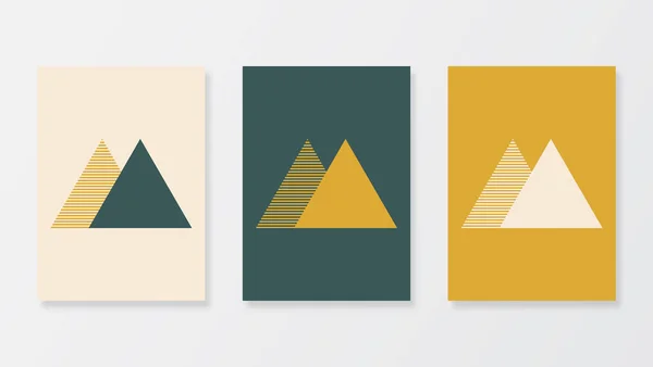 Set Van Trendy Minimale Geometrische Posters Met Abstracte Muurkunst Vectorillustratie — Stockvector